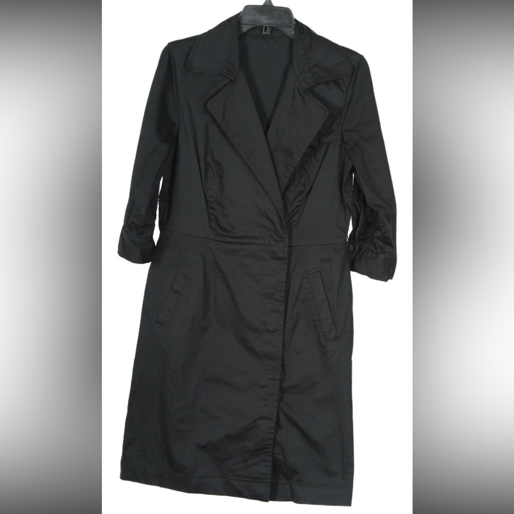 Ann Taylor Women’s Dress 6 Black A Line Wrap Pocket Button Up Stretch 3/4 Sleeve